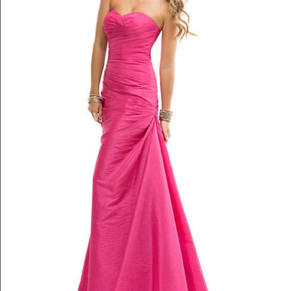 Pink strapless tafetta Maggie Sottero prom dress - Picture 4 of 6